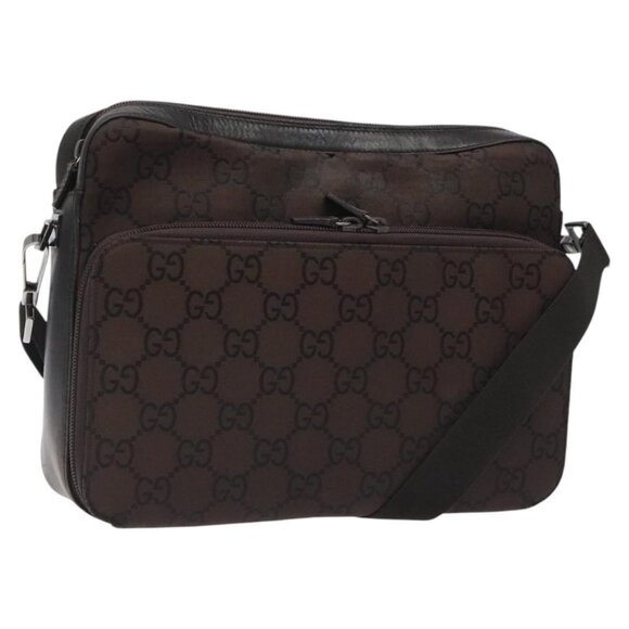 GUCCI GG Canvas Shoulder Bag Brown Silver 001 3294 Auth bs24855 - Picture 1 of 16